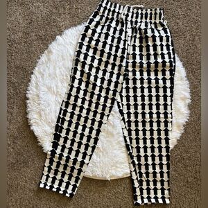 Cookman Chef Pants Waiter’s Pull On Black White Arrows Elastic Waist Mens Medium